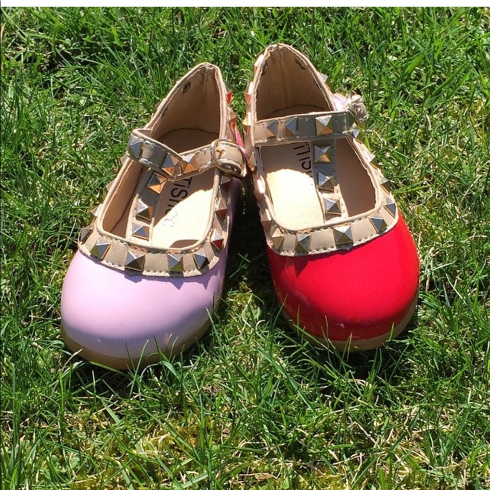 Pink baby ballet studded flats